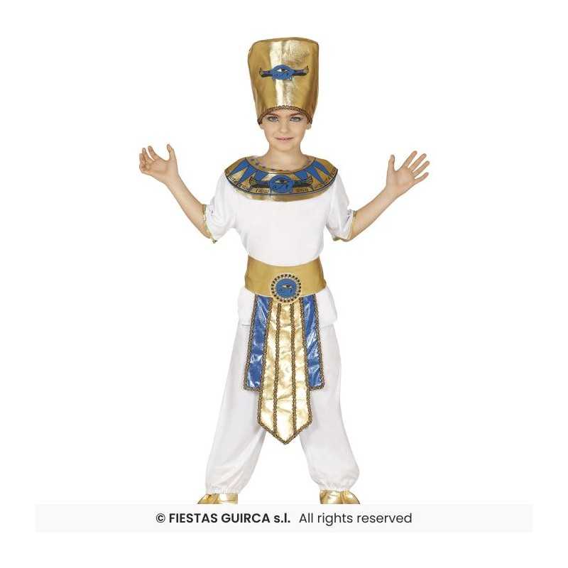 DEGUISEMENT PHARAON EGYPTIEN TOUTANKAMON BLANC ET OR TAILLE 7-9 ANS