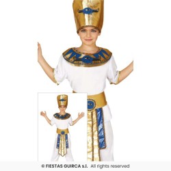 DEGUISEMENT PHARAON EGYPTIEN TOUTANKAMON BLANC ET OR TAILLE 7-9 ANS