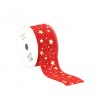 RUBAN VELOURS ETOILE ROUGE/OR 