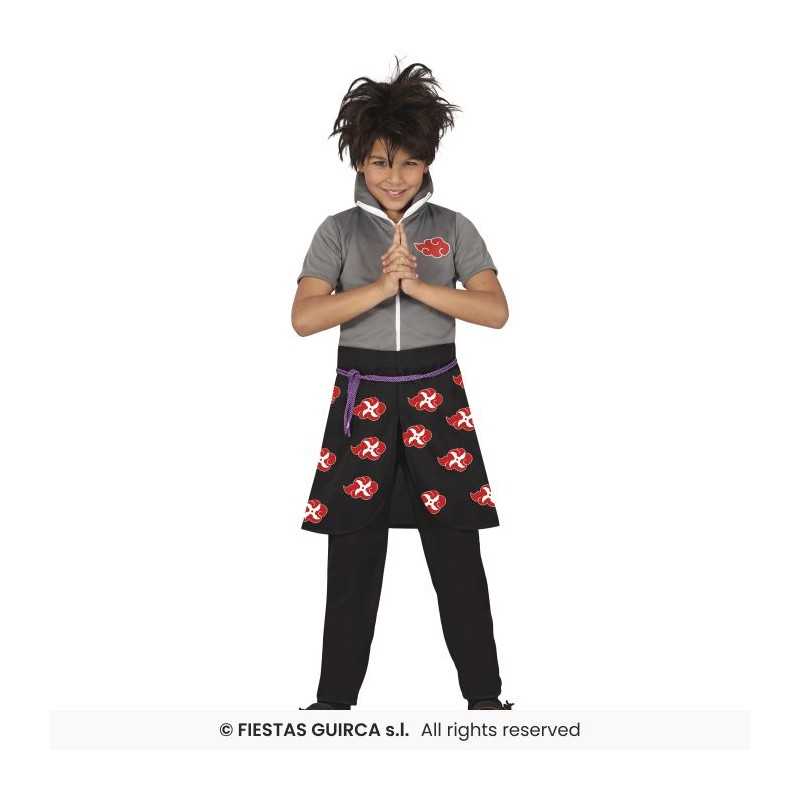 DEGUISEMENT ENFANT NINJA MANGA NARUTO ROUGE NOIR GRIS ET BLANC TAILLE 7-9 ANS