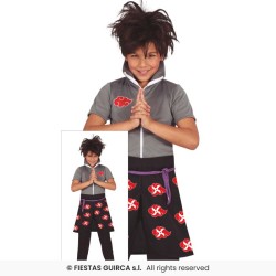 DEGUISEMENT ENFANT NINJA MANGA NARUTO ROUGE NOIR GRIS ET BLANC TAILLE 7-9 ANS