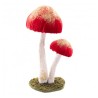 2 CHAMPIGNONS VELOURS ROUGE RUBIS PAILLETTES OR 25CM