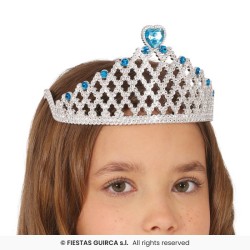 DIADEME ARGENT AVEC PIERRE BLEU PRINCESSE DES GLACES