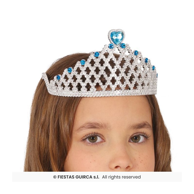 DIADEME ARGENT AVEC PIERRE BLEU PRINCESSE DES GLACES