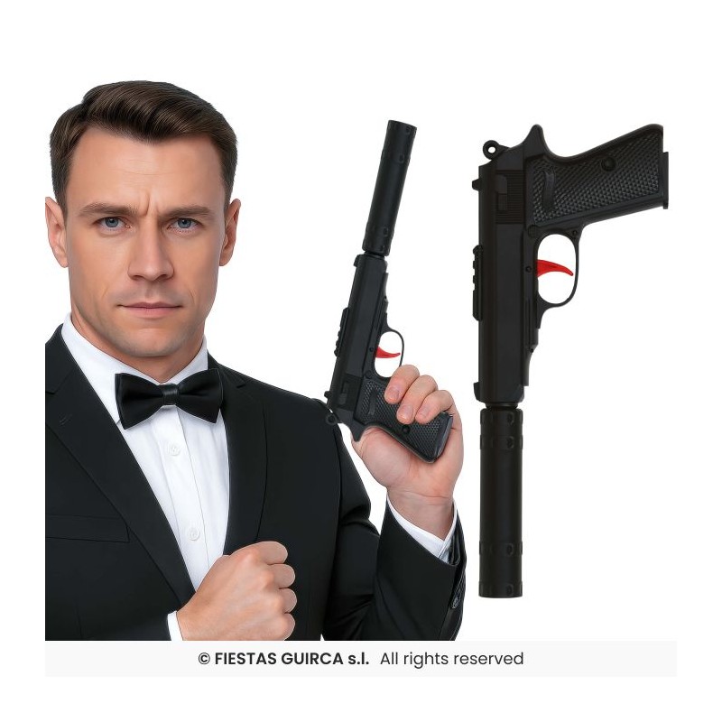 CEINTURE + HOLSTER NOIR + 1 PISTOLET PLASTIQUE ARGENT POLICE 