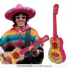 GUITARE UKULELE EN PLASTIQUE COLORE ROSE DECOR MEXICAINS 54 CM