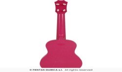 GUITARE UKULELE EN PLASTIQUE COLORE ROSE DECOR MEXICAINS 54 CM