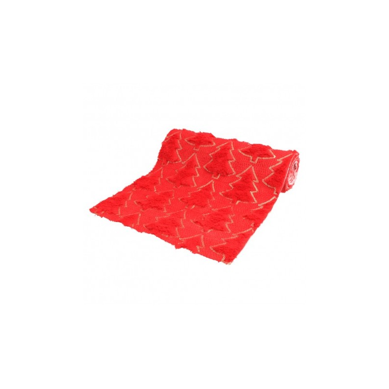 CHEMIN DE TABLE MY COSY TREE SEQUIN OR ET ROUGE 