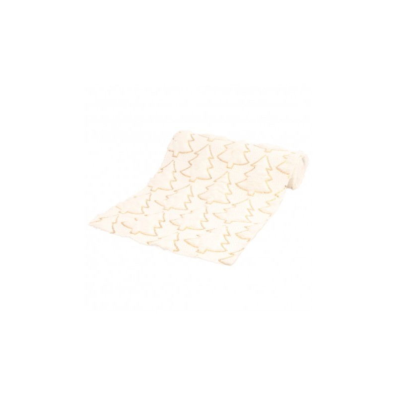 CHEMIN DE TABLE MY COSY TREE SEQUIN OR BLANC 28CM X 3M
