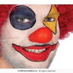 NEZ ROUGE DE CLOWN PLASTIQUE SOUPLE AVEC ELASTIQUE
