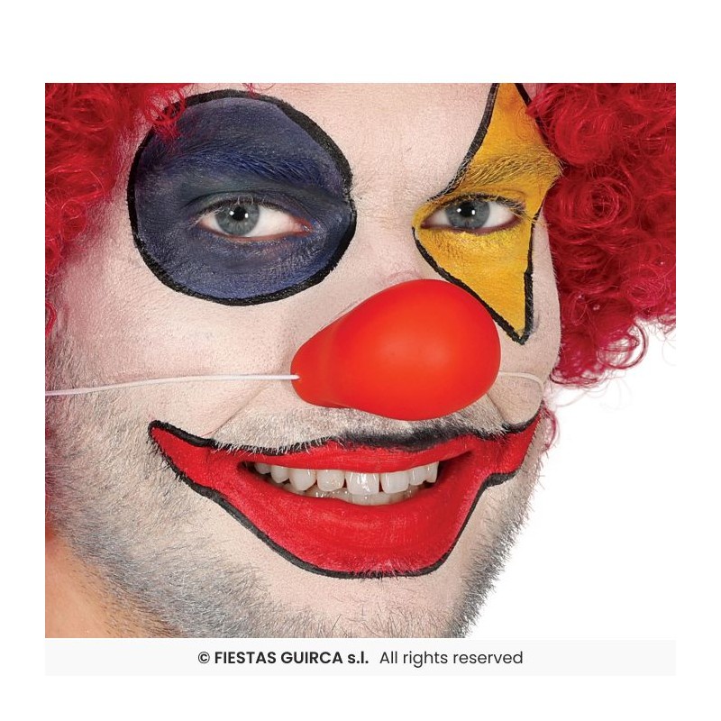 NEZ ROUGE DE CLOWN PLASTIQUE SOUPLE AVEC ELASTIQUE