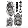 TATOUAGES EPHEMERES ASIATIQUES 14 X 30 CM DRAGON LION
