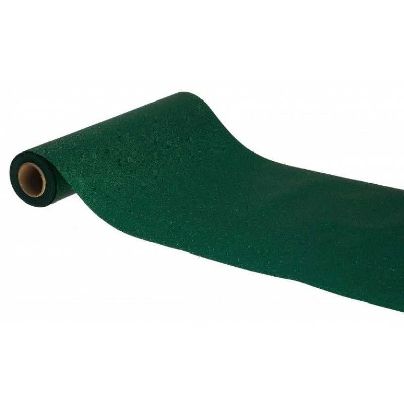 CHEMIN DE TABLE PREMIUM VERT SAPIN PAILLETTE 30 CM X 5M