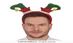 SERRE-TETE BOTTES LUTIN DU PERE NOEL ROUGE ET VERT BRILLANT