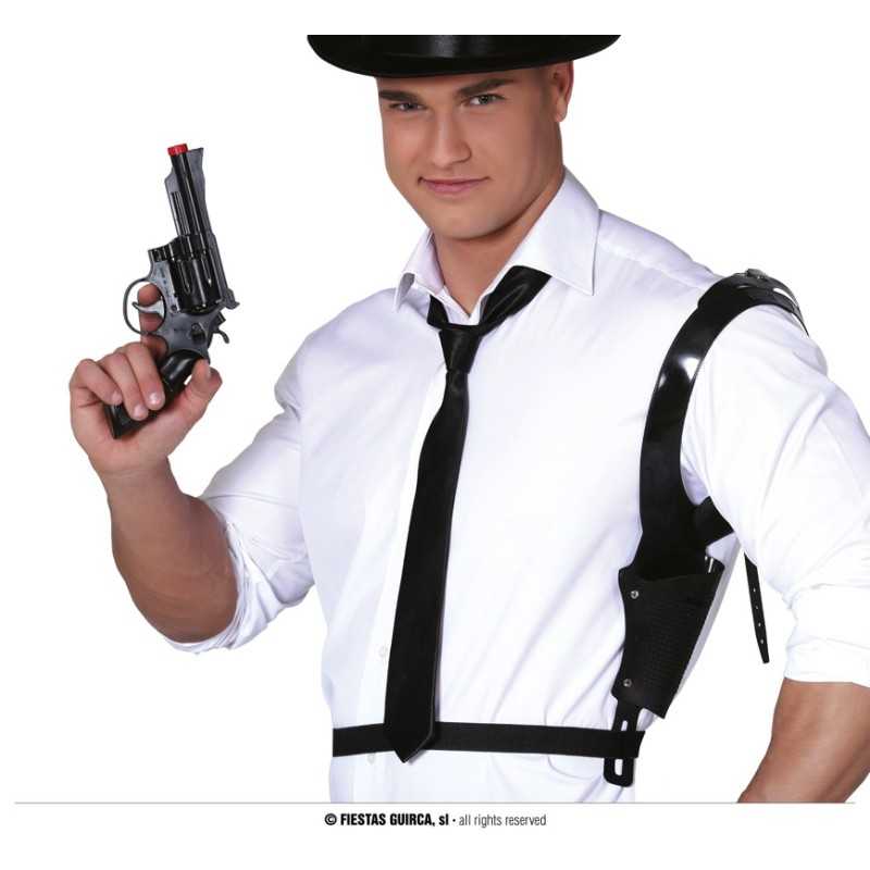 HOLSTER DE BRAS + CARTOUCHIERE NOIRE + PISTOLET NOIR 25 CM