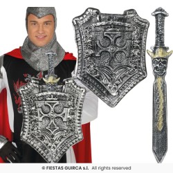 BOUCLIER DE CHEVALIER + EPEE EN PLASTIQUE 48 CM