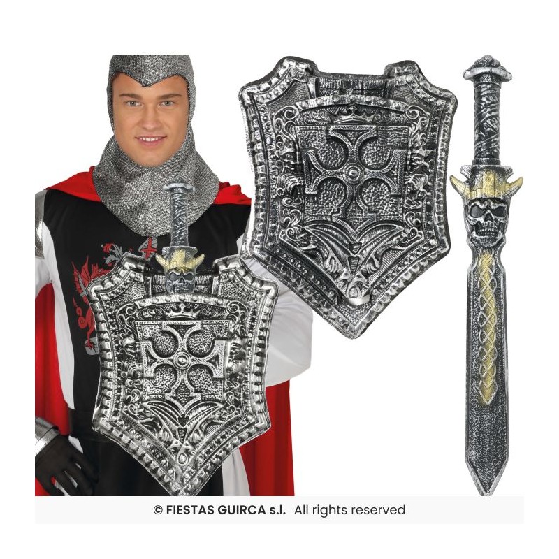 BOUCLIER DE CHEVALIER + EPEE EN PLASTIQUE 48 CM