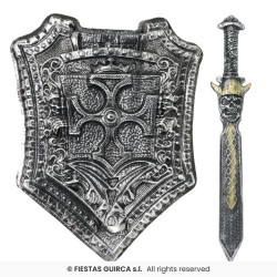 BOUCLIER DE CHEVALIER + EPEE EN PLASTIQUE 48 CM