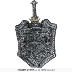 BOUCLIER DE CHEVALIER + EPEE EN PLASTIQUE 48 CM