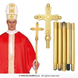 CROSSE OU BATON DE PRETRE OU PAPE AVEC CROIX 170 CM AMOVIBLE