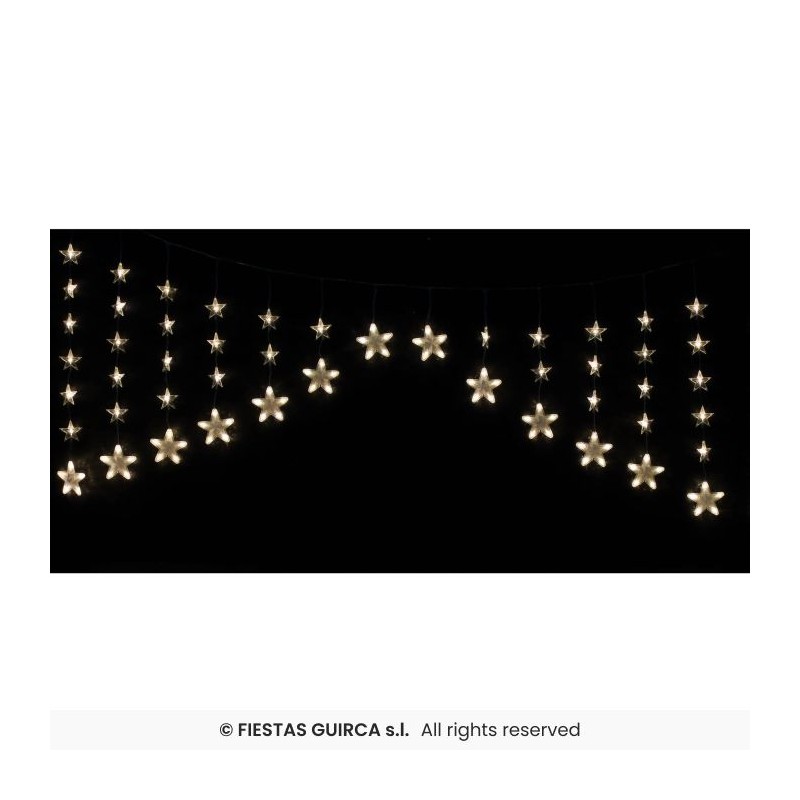 DECORATION RIDEAU LUMINEUX FLOCONS DE NEIGE BLANC CHAUD 16 FILS TOMBANTS 136 LED