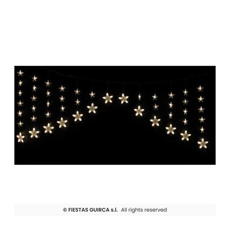 DECORATION RIDEAU LUMINEUX FLOCONS DE NEIGE BLANC CHAUD 16 FILS TOMBANTS 136 LED