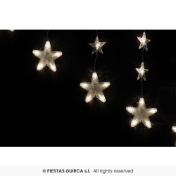 DECORATION RIDEAU LUMINEUX FLOCONS DE NEIGE BLANC CHAUD 16 FILS TOMBANTS 136 LED