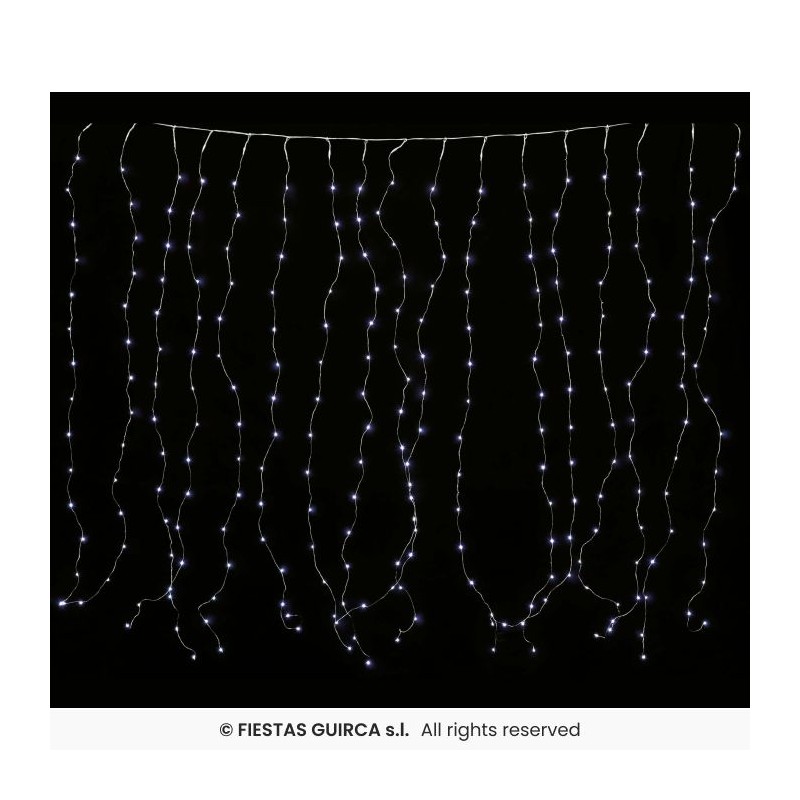 DECORATION RIDEAU LUMINEUX BLANC FROID 2 M DE LARGE X 1.50 M DE HAUT 300 LED