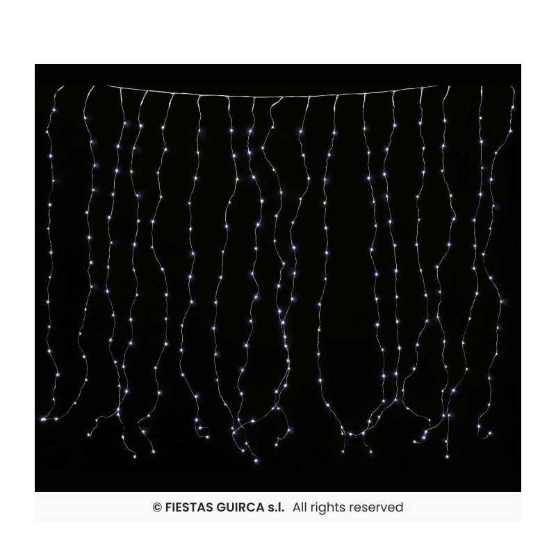 DECORATION RIDEAU LUMINEUX BLANC FROID 2 M DE LARGE X 1.50 M DE HAUT 300 LED
