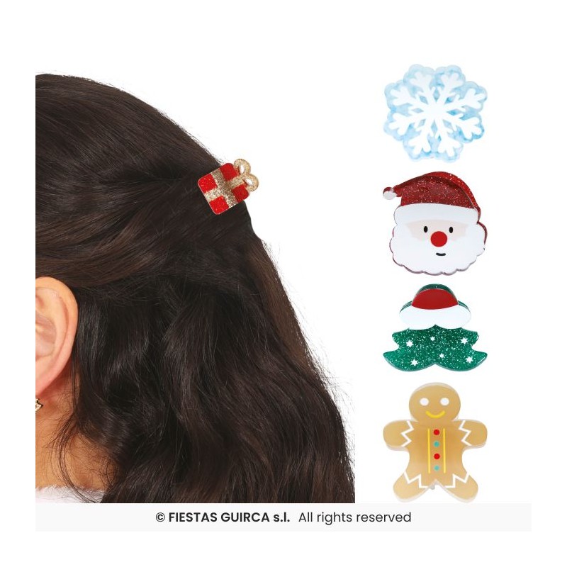 5 PINCES A CHEVEUX DE NOEL 