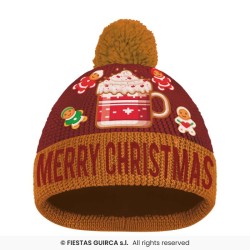 BONNET A POMPOM TASSE DE NOEL ET PAINS D'EPICES MERRY CHRISTMAS 