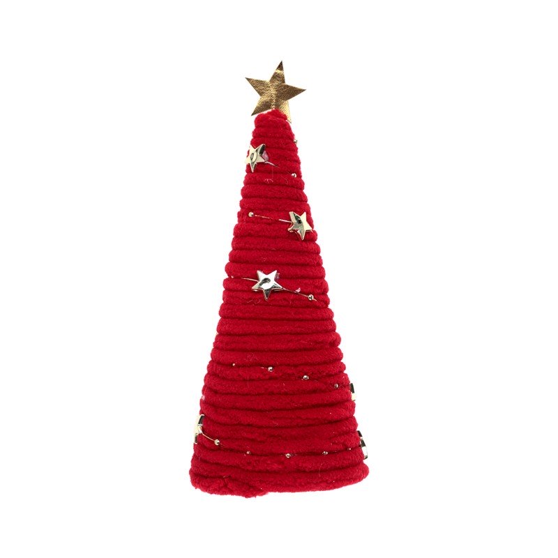 DECORATION SAPIN DE NOEL COSY ROUGE 6.5 X 13 CM 
