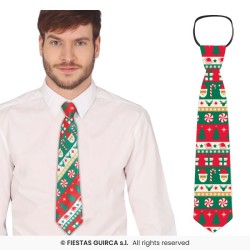 CRAVATE DE NOEL SUCRE D'ORGE SAPIN ET PERE NOEL ROUGE ET VERT