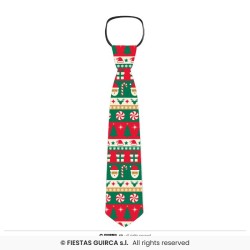 CRAVATE DE NOEL SUCRE D'ORGE SAPIN ET PERE NOEL ROUGE ET VERT