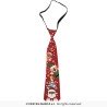 CRAVATE DE NOEL MUSICALE PERE NOEL ET SAPIN SUR FOND ROUGE