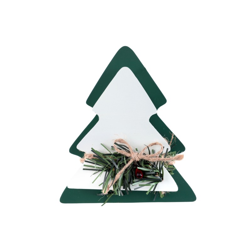 DECORATION 2 SAPINS VERT ET BLANC ( 9 X 1.3 X 10 CM / 11.5 X 1.3 X 13 CM )