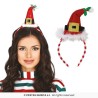 SERRE TETE BONNET DE NOEL ROUGE AVEC PLUMETTIS BLANC