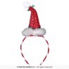 SERRE TETE BONNET DE NOEL ROUGE AVEC PLUMETTIS BLANC
