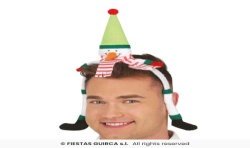 SERRE TETE BONHOMME DE NEIGE BLANC BONNET VERT