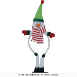 SERRE TETE BONHOMME DE NEIGE BLANC BONNET VERT