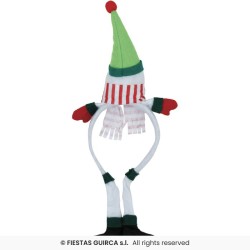 SERRE TETE BONHOMME DE NEIGE BLANC BONNET VERT