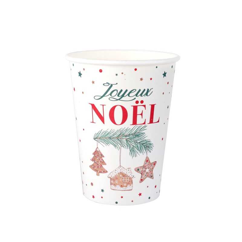 10 GOBELETS NOEL SAPIN D'EPICES 7.8 X 9,7 CM 