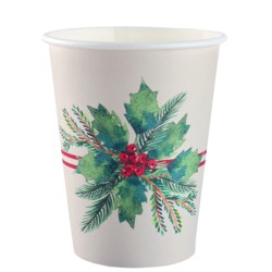 10 GOBELETS BLANC BOUQUET DE NOEL 27 CL 