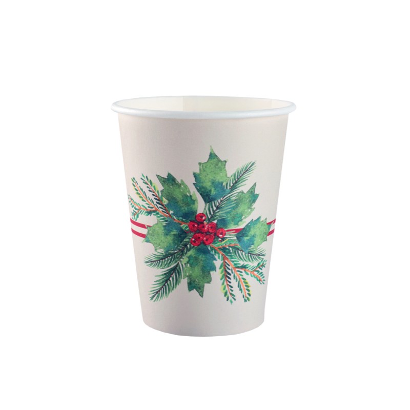 10 GOBELETS BLANC BOUQUET DE NOEL 27 CL 