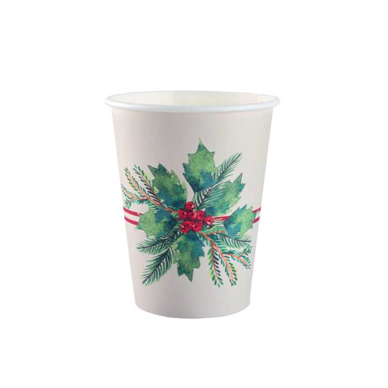 10 GOBELETS BLANC BOUQUET DE NOEL 27 CL 