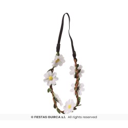 COURONNE DE FLEURS BLANCHES TYPE MARGUERITE