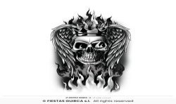TATOUAGE TETE DE MORT COURONNEE 30 X 14 CM