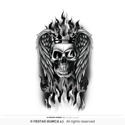 TATOUAGE TETE DE MORT COURONNEE 30 X 14 CM