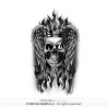 TATOUAGE TETE DE MORT COURONNEE 30 X 14 CM
