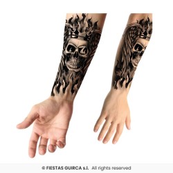 TATOUAGE TETE DE MORT COURONNEE 30 X 14 CM